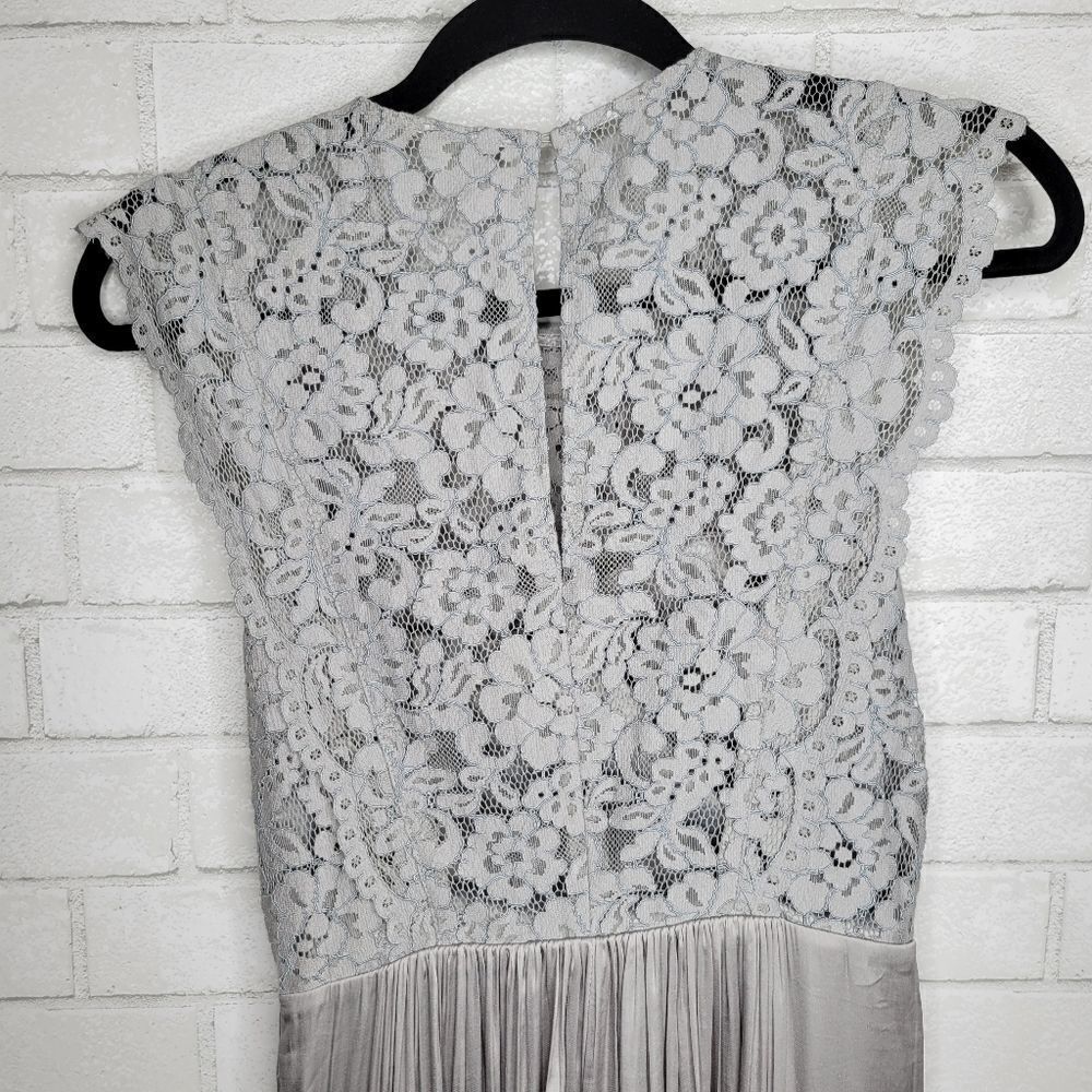 H & M Gray Silver Lace Satin Formal Dress - Picture 3 of 5